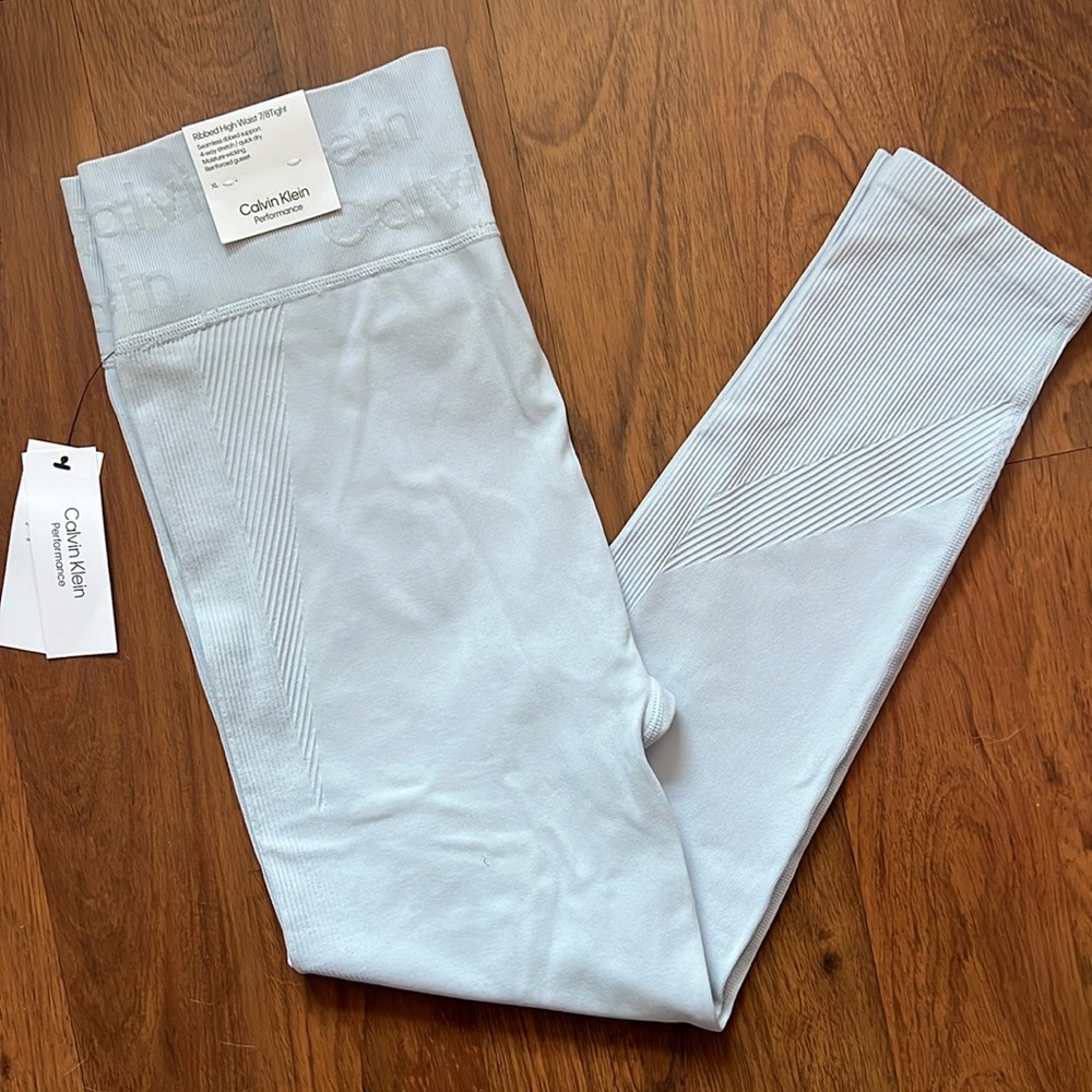 NWT Blue Ribbed Performance Tights